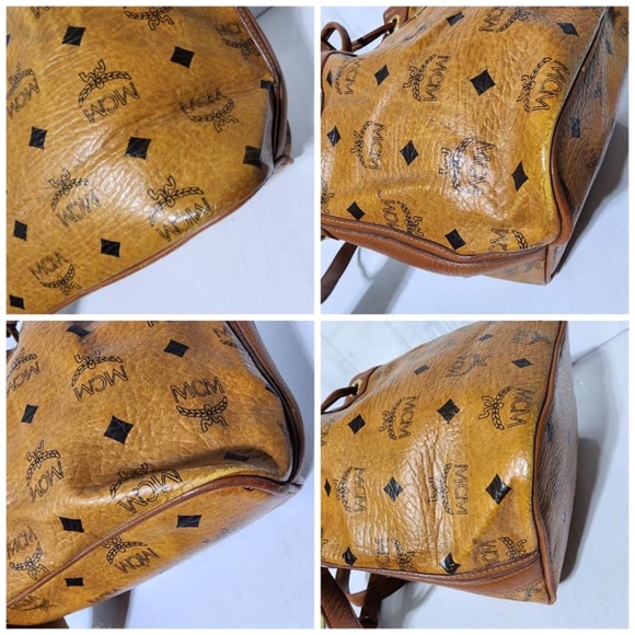 Authentic MCM Visetos Essential Drawstring Bucket Bag Cognac - Picture 9 of 16